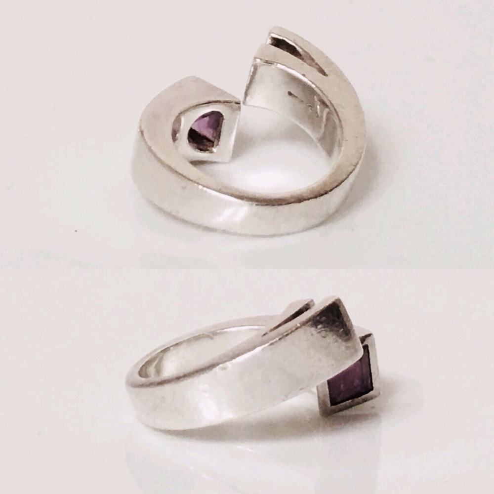 Gucci Sterling Silver Amethyst Bypass Ring - Picture 4 of 8